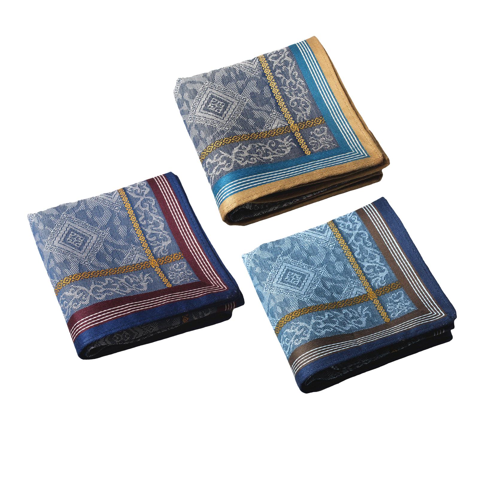 Handkerchief Cotton Men - 3x メンズハンカチハンカチ ポケットスクエア 祝賀用新郎用
