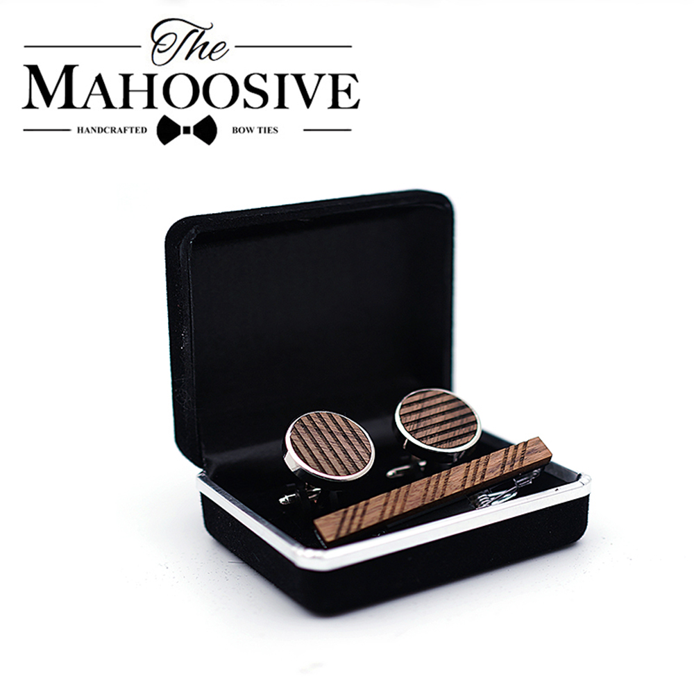 Tie Bar Set Gift - 男性用の高品質の木製カフスボタン,ネクタイピン,ギフト,木製のパターン,メンズジュエリーセット