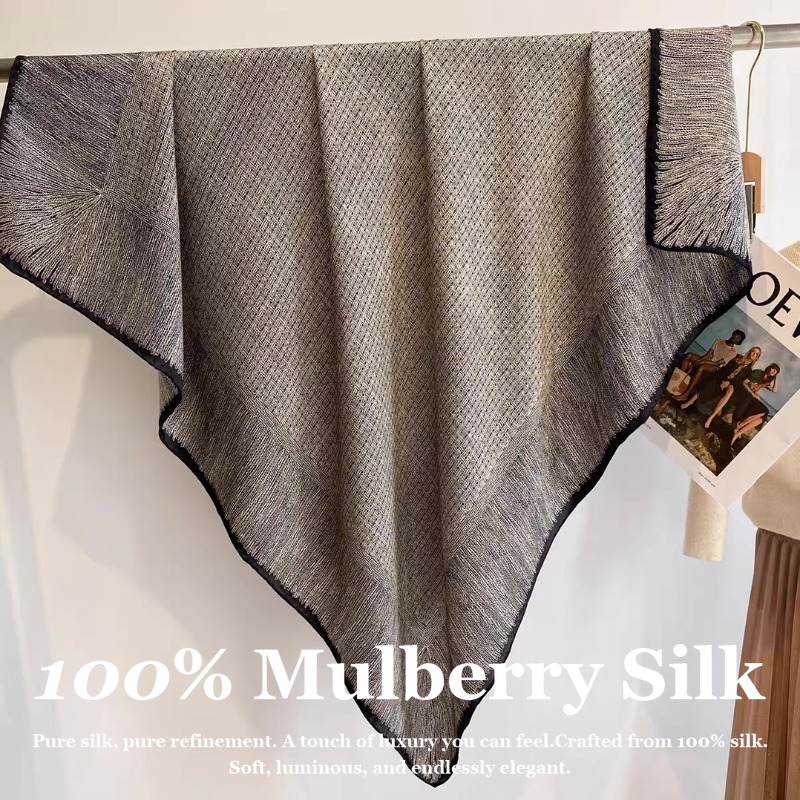 Pashmina Wrap Large - 特大サイズ 110x110cm 本物のシルクスカーフ 100% マルベリーシルク 手巻き縁
