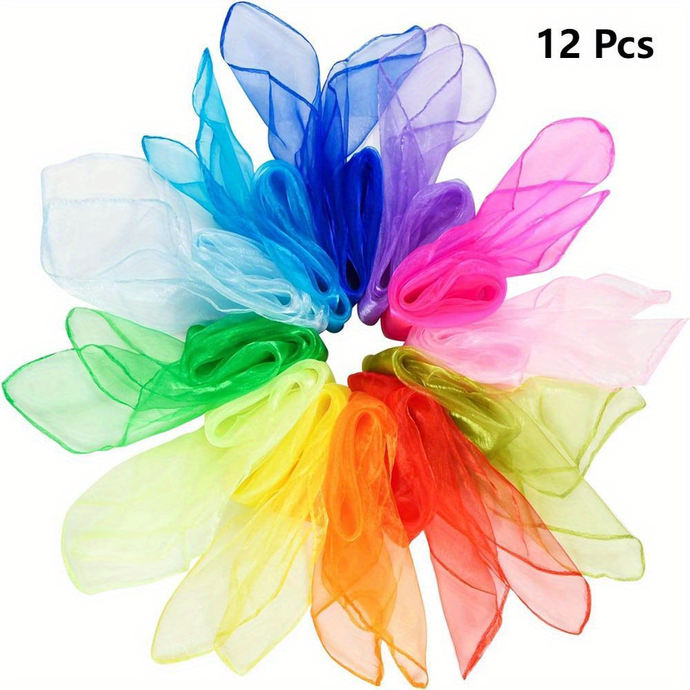 Scarf Silk Square - 10 個/12 個新スタイルスクエアジャグリングシルクダンススカーフ手品パフォーマンス小道具アクセサリー運動スカーフ
