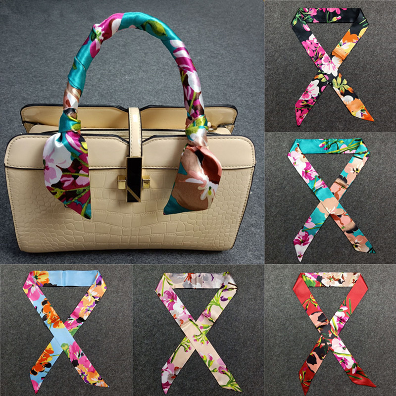 Silk Neck Scarf - 47 色ブランドバンダナ小さなシルクバッグスカーフ女性ヘッドヒジャーブスカーフロングスキニースカーフレディースファッションヘッドバンド