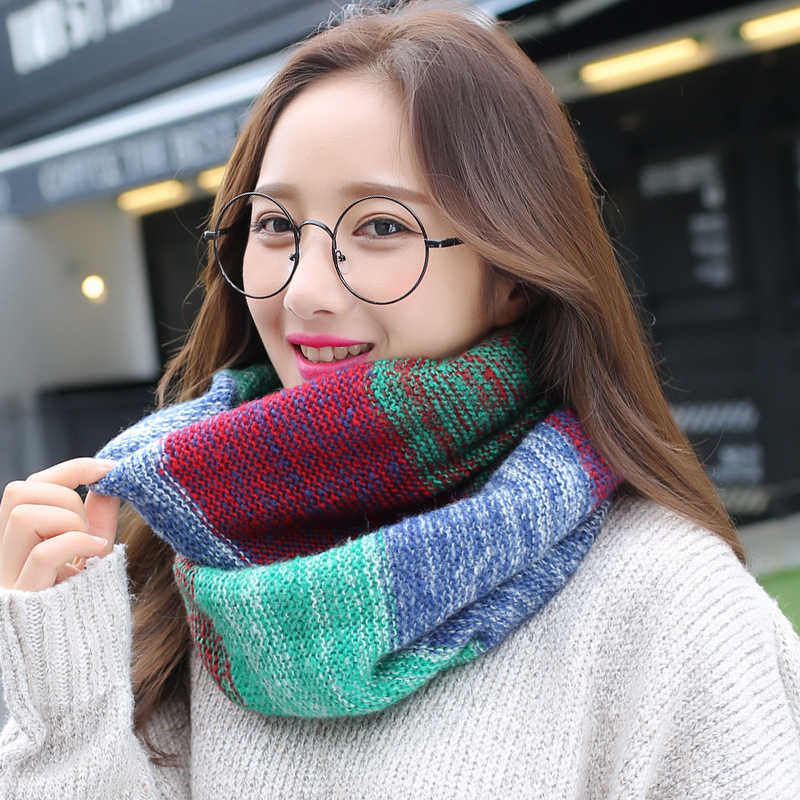 Infinity Scarf Knit - 女性のための無限のレインボーニットスカーフ、リングスカーフ、暖かいネッカチーフ、ループショール、サークルのぞき見口、ネックガードフラール、冬