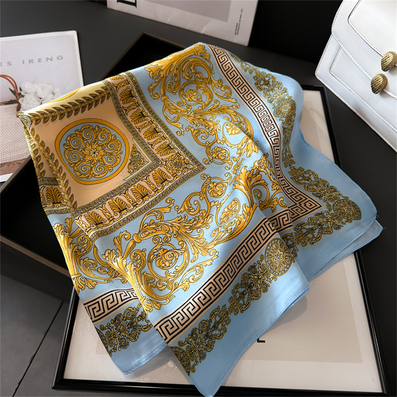 Ascot Neck Scarf - 2025 新ファッション 70 × 70 センチメートルプリント女性のスカーフパシュミナシルクスカーフ正方形ショール装飾ヘッドバンドネック高級デザインバンダナ