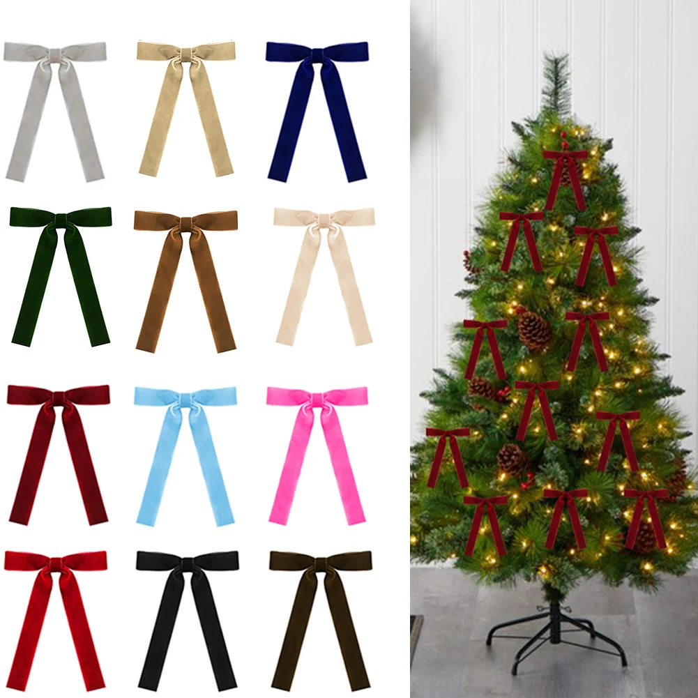 Bow Tie Pre Tied - クリスマスツリーアクセント 2.5cm ライトコーヒー ベルベットリボンボウ クリスマスデコレーション 結び済みデコレーション