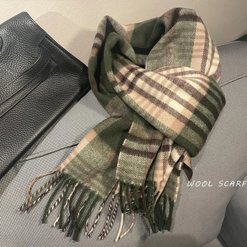 Muffler Men Wool - 高品質 100% ウールスカーフ男性冬秋ピュアウールファッションクラシック暖かい厚い英国多用途マフラー男性ショール女性