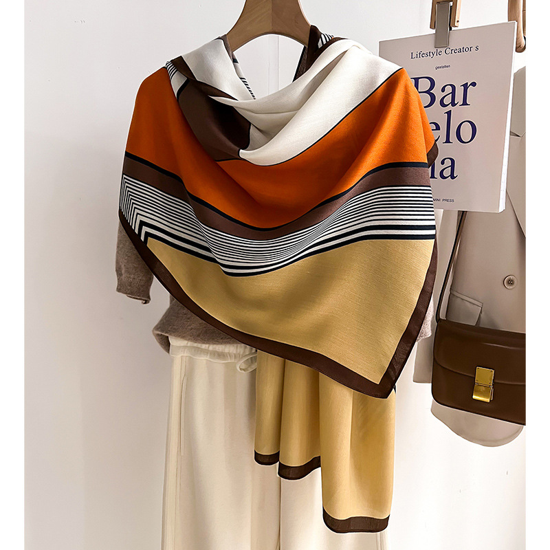 Pashmina Wrap Large - 高級ブランドスカーフウールコットンショールレディラップ大パシュミナヒジャーブヘッドバンドスカーフ秋冬 Bufanda スカーフビーチストール