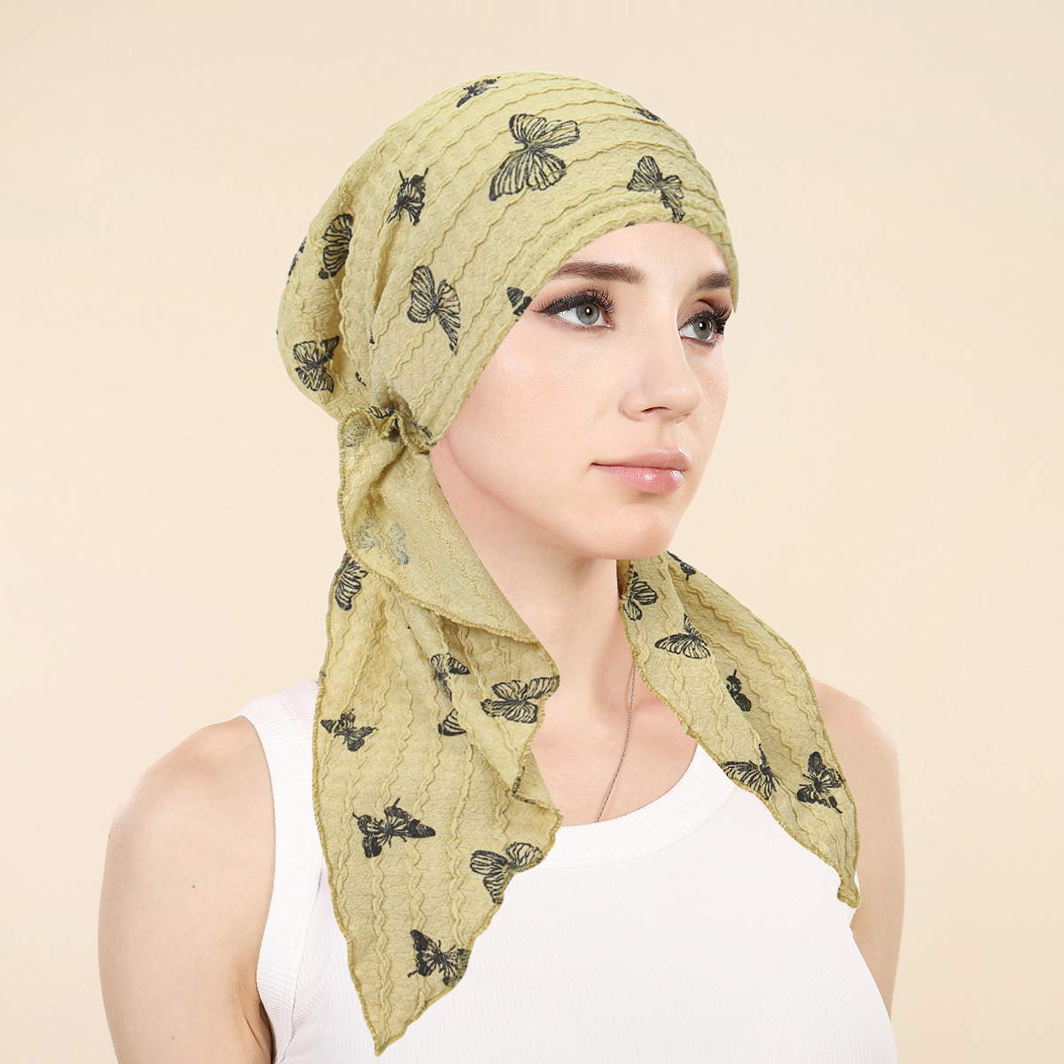 Head Wrap Turban - 女性用ムスリムヒジャブキャップ、ソフトで伸縮性のあるロングテールターバンヘッドスカーフ、ストレッチバンダナ
