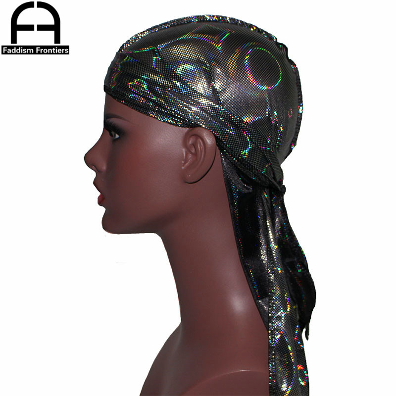 Bandana Doo Rag - 男性用ターバン,カラフルできらめくターバン,キャップ,ヘッドギア,クロッグ,海賊帽子,ヘアアクセサリー