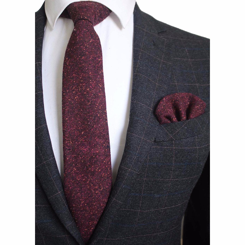 Handkerchief Cotton Men - Ricnais 8 センチメートルウールネクタイ固体チェック柄ネクタイ男性のための品質カシミヤネクタイとハンカチネクタイセットスーツ用ウェディングパーティー