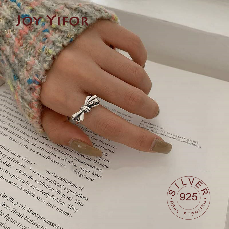 Tie Clip Silver - 高品質のファッション 925 スターリングシルバー幾何学的な弓調節可能なリング女性のための卸売ジュエリー