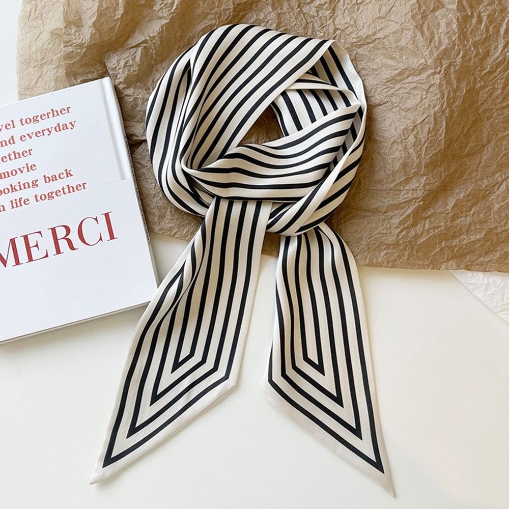 エレガントなストライプフレンチネクタイ女性ショールプリントラ - Silk Tie Striped のレビューと価格