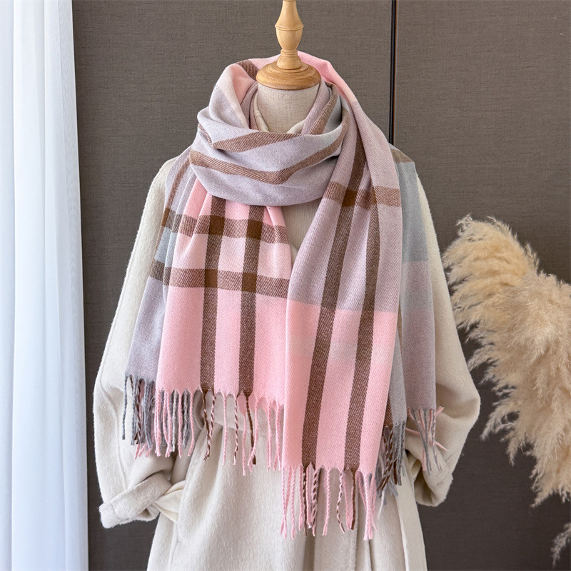 女性用スコットランド風チェック柄イミテーションカシミヤショー - Pashmina Wrap Large のレビューと価格