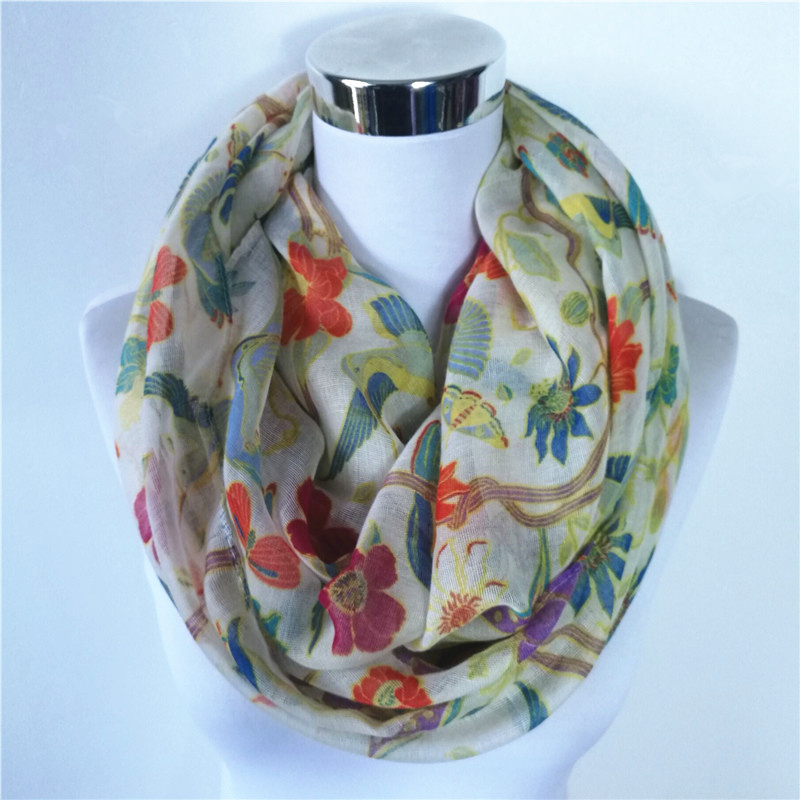 新カササギ鳥プリントビスコース一致ipek esarpループ - Infinity Scarf Knit のレビューと価格