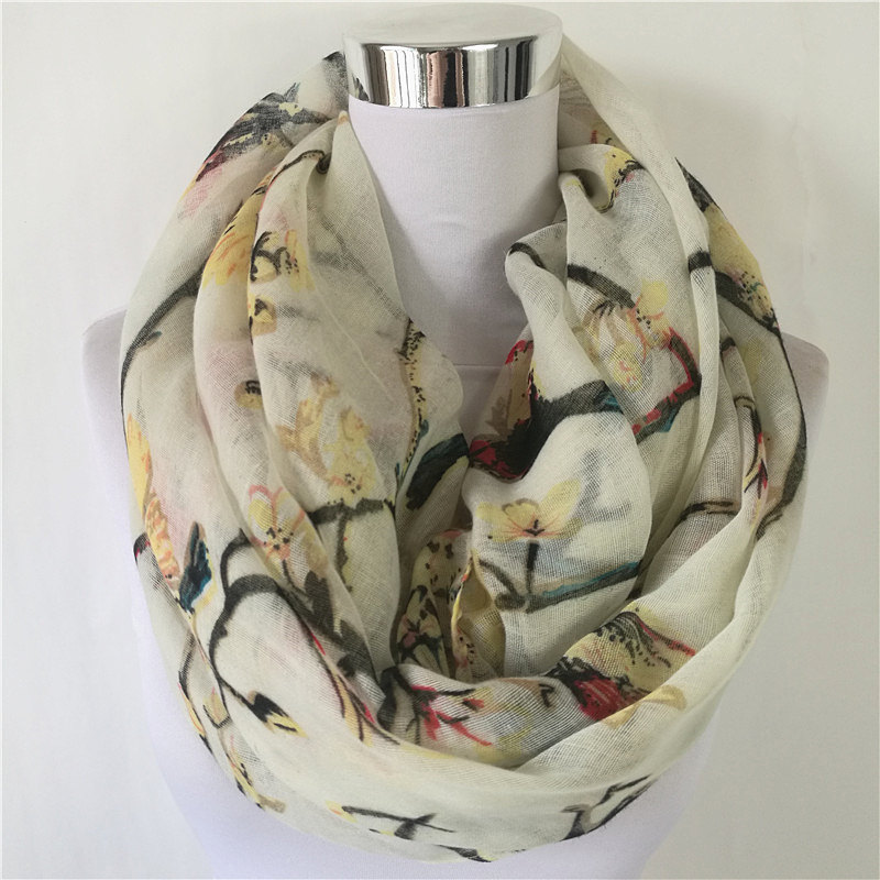 新カササギ鳥プリントビスコース一致ipek esarpループ - Infinity Scarf Knit のレビューと価格