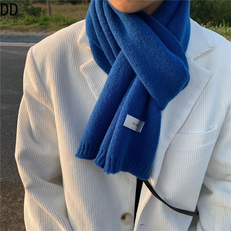 シンプルシックな固体ソフトスカーフ秋冬男性ニットウール韓国カ - Muffler Men Wool のレビューと価格