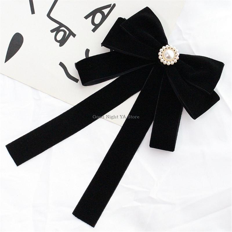ネクタイのブローチにある女性パールベルベットのベルベットクリ - Bow Tie Pre Tied のレビューと価格