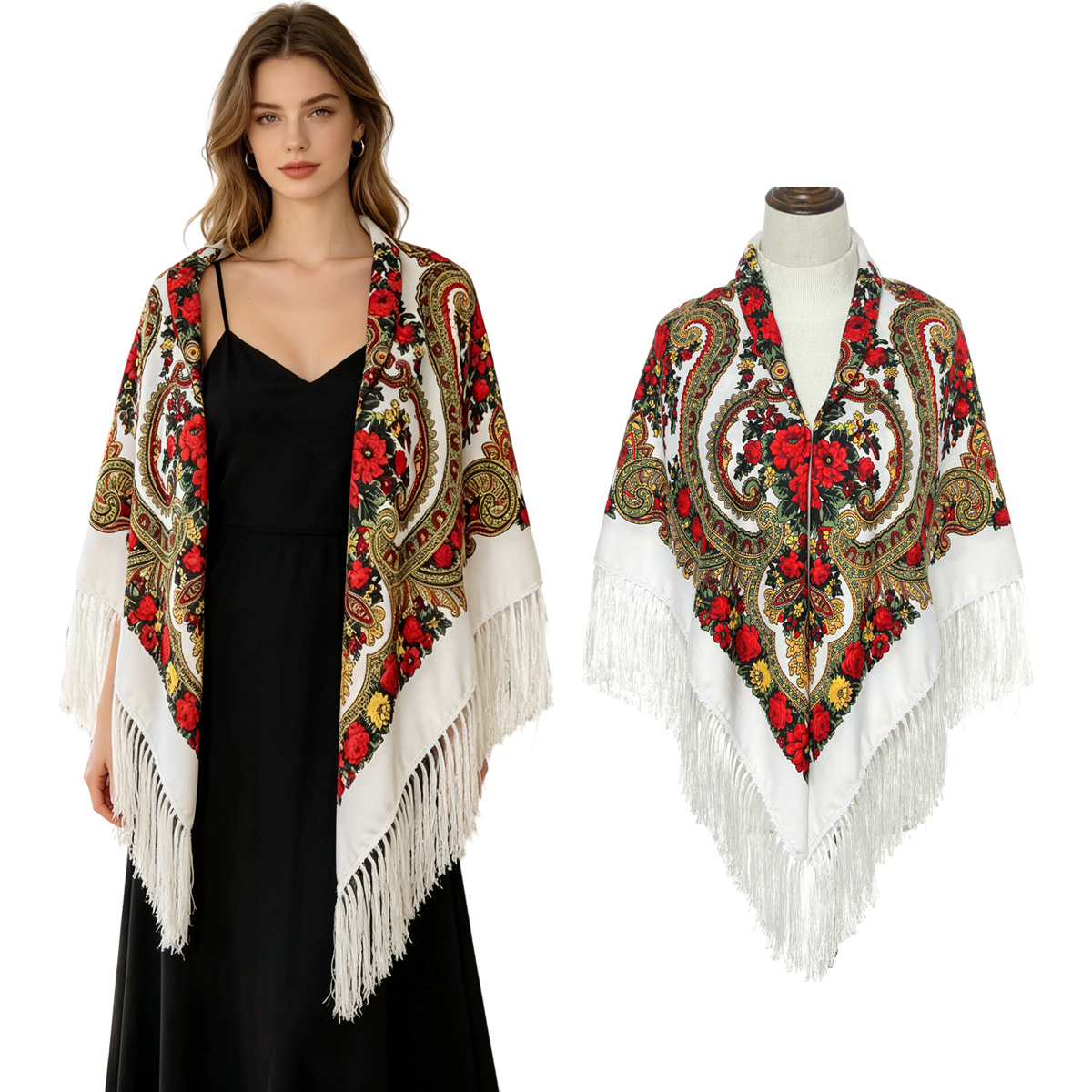 130 センチメートル新しいロシア正方形スカーフ女性のための - Woven Scarf Blanket のレビューと価格