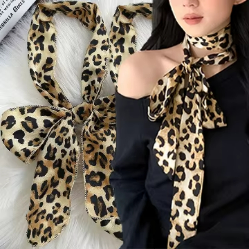 ヒョウ柄スカーフレトロ水玉女性ネクタイ多機能毛バンドバッグハ - Silk Tie Striped のレビューと価格