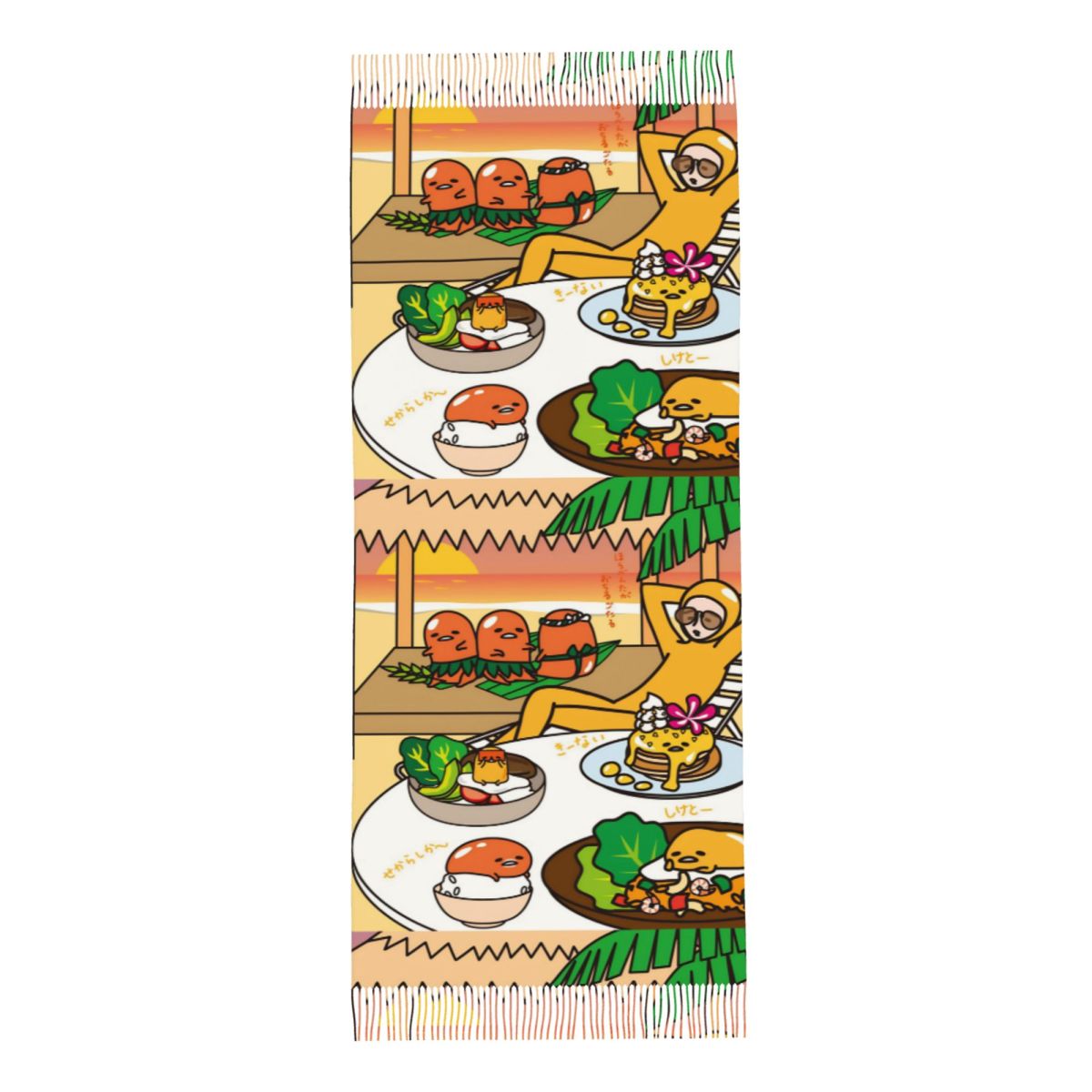 タッセル付きレディーススカーフ グデタマ かわいい卵漫画 大 - Pashmina Wrap Large のレビューと価格
