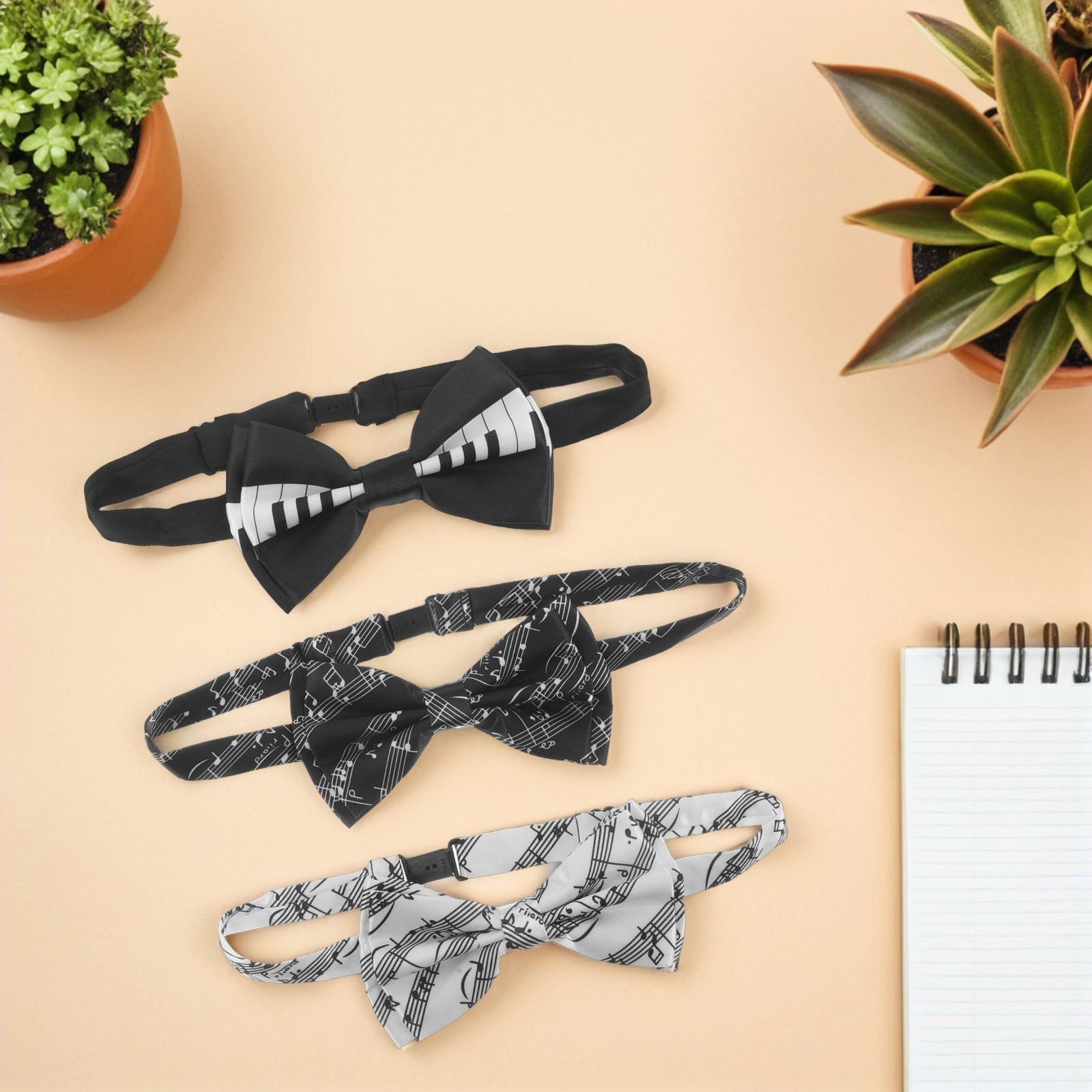 3 個の音符蝶ネクタイセット事前に結ばれたピアノキーパフォー - Bow Tie Pre Tied のレビューと価格