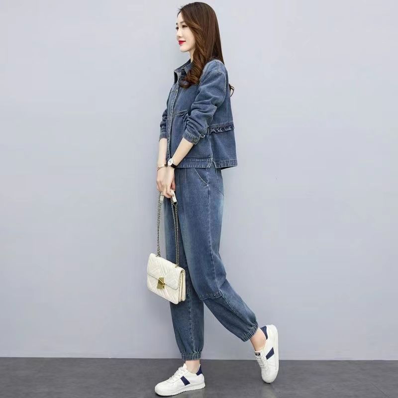 女性用デニムスーツ,ショートパンツ,カジュアル,コート,伸縮 - Pocket Square Set のレビューと価格