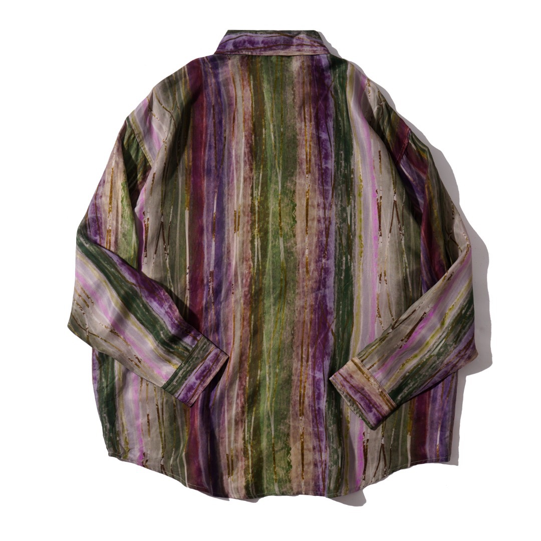 レトロな絞り染めストライプデザインの銅アミンシルクビスコース - Silk Tie Striped のレビューと価格