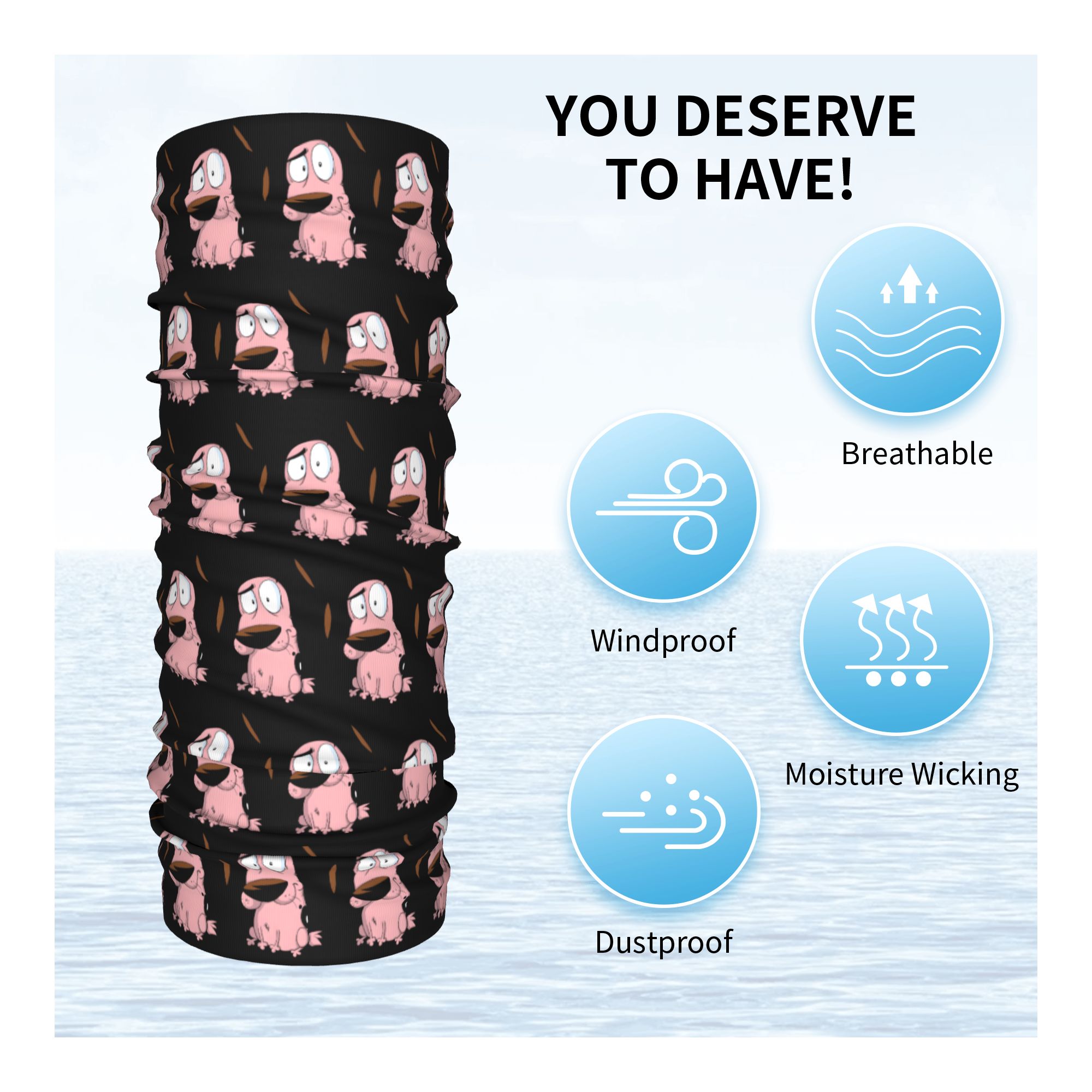 カスタム漫画勇気犬冬ヘッドバンドネックウォーマー女性男性ハイ - Neck Warmer Tube のレビューと価格
