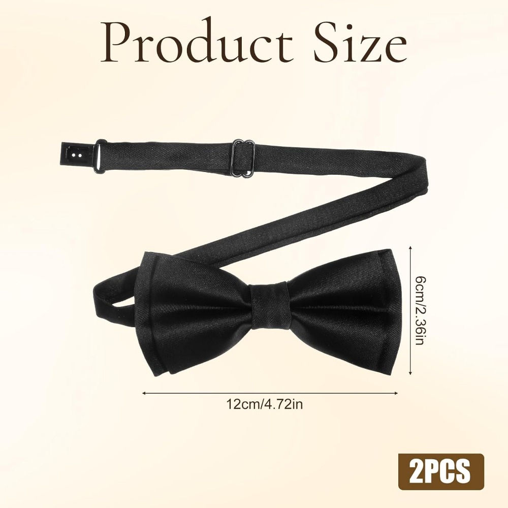 メンズ蝶ネクタイ、2枚組無地プレタイド調整可能蝶ネクタイ、結 - Bow Tie Pre Tied のレビューと価格