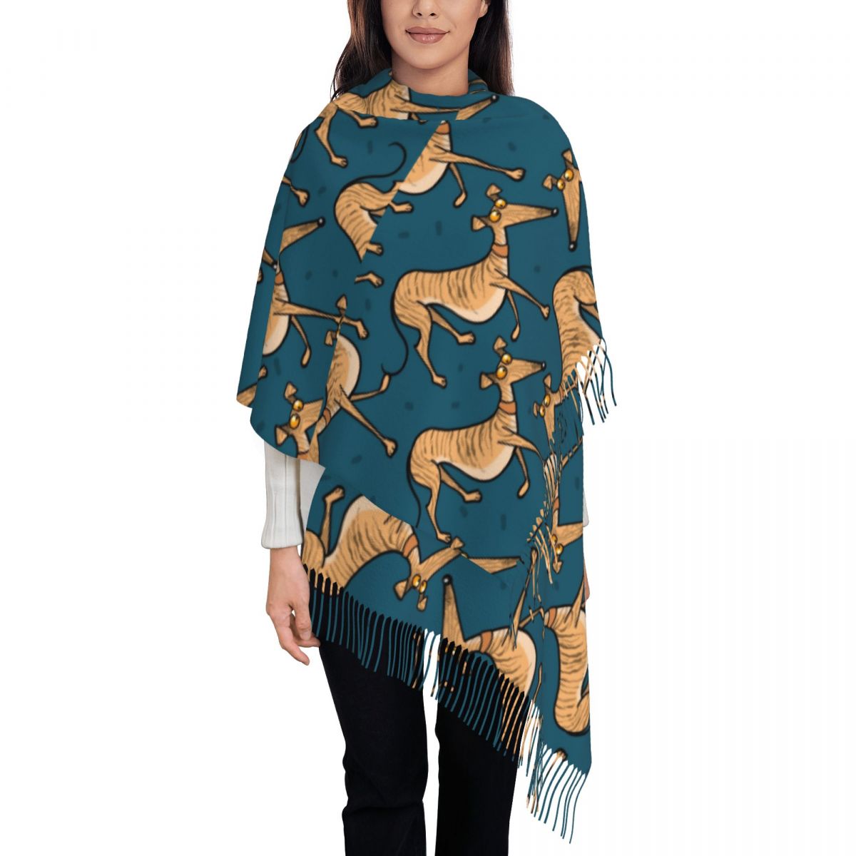 グレイハウンド ウィペット ラーチャー 犬柄ショール レディ - Pashmina Wrap Large のレビューと価格