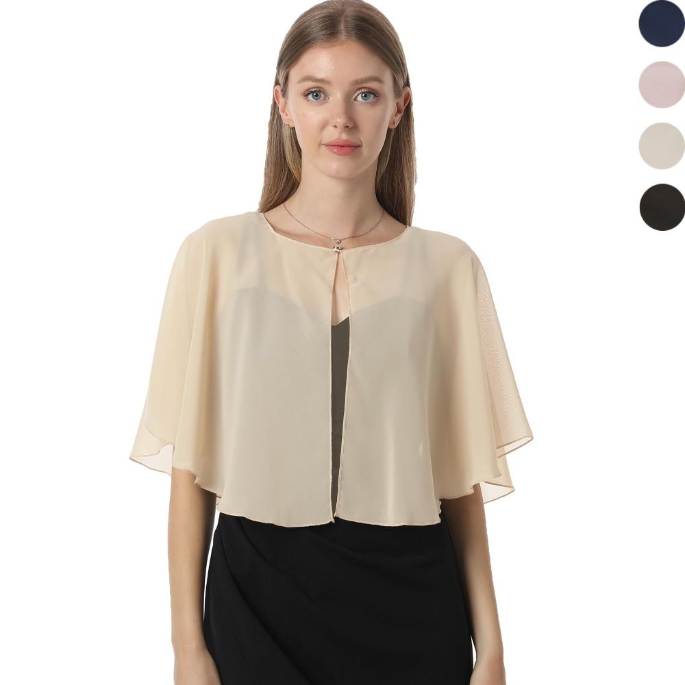 ヴィンテージ シアー シフォン ケープレット 軽量デザイン  - Stole Wedding Shawl のレビューと価格