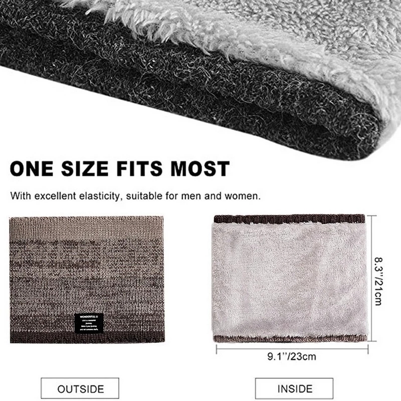 冬のスカーフ男性フリースリングバンダナニット暖かい固体スカー - Handkerchief Cotton Men のレビューと価格
