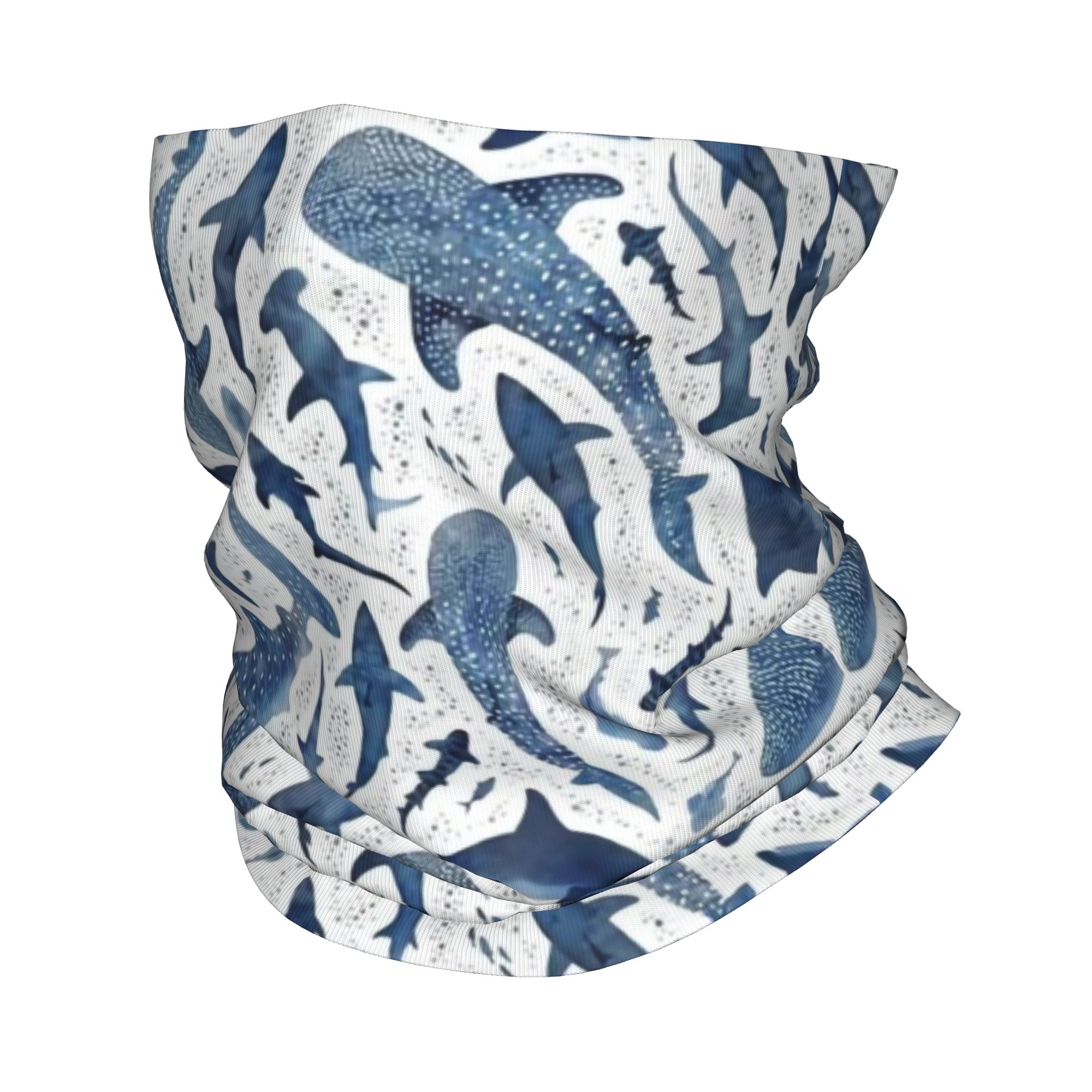 カスタムブルー水彩画サメ柄バンダナネックゲイター防風フェイス - Neck Warmer Tube のレビューと価格