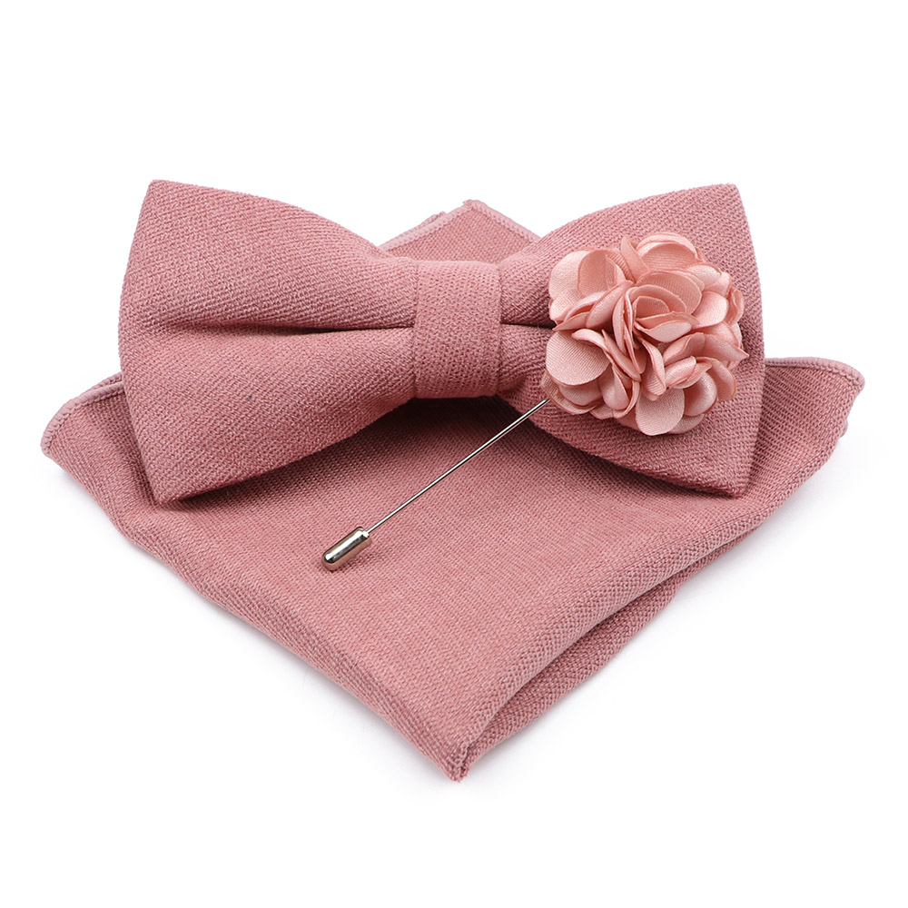 男性用の蝶ネクタイ,正方形のポケット,無地,ピンク,ブルー, - Handkerchief Cotton Men のレビューと価格