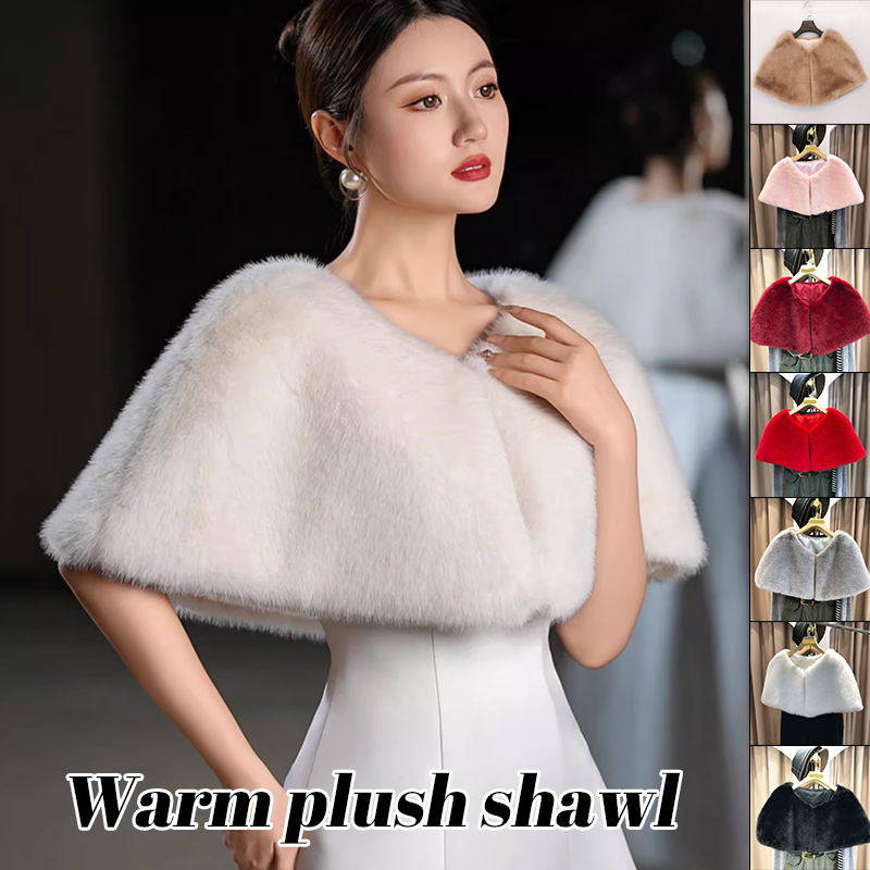 女性の冬のフェイクファーショールエレガントなブライダルウェデ - Stole Wedding Shawl のレビューと価格
