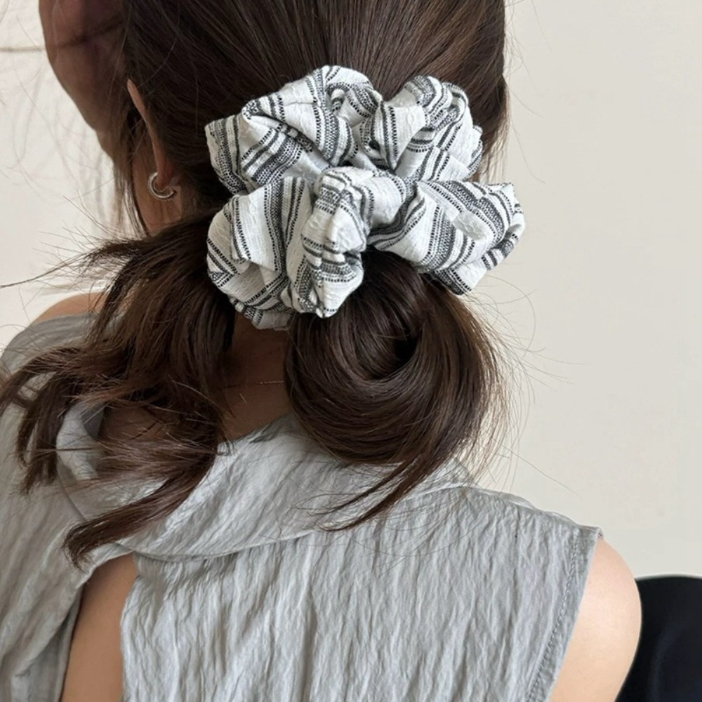 2025年韓国ファッションストライプヘアゴム女の子用ブルーシ - Silk Tie Striped のレビューと価格