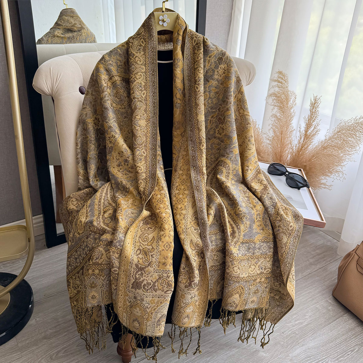 2025 タッセルブランケットデザイン エスニック風 厚手パ - Woven Scarf Blanket のレビューと価格