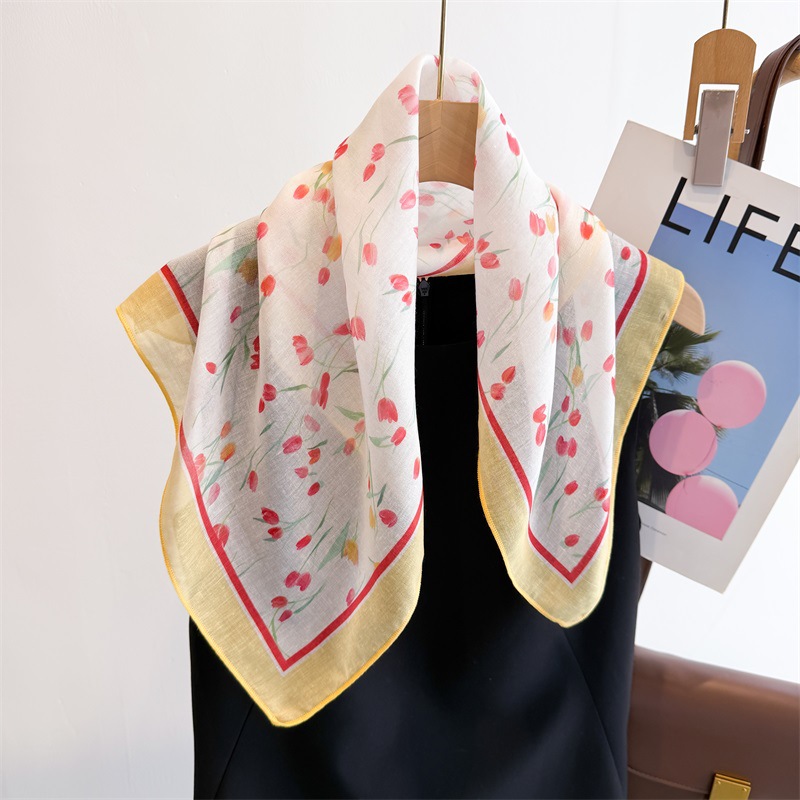50cm コットンリネンスクエアスカーフ - 女性用の甘くて - Bandana Cotton のレビューと価格