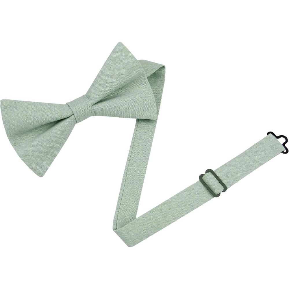リネンコットン蝶ネクタイ - 男性の結婚式や花婿の付添人用の - Bow Tie Pre Tied のレビューと価格