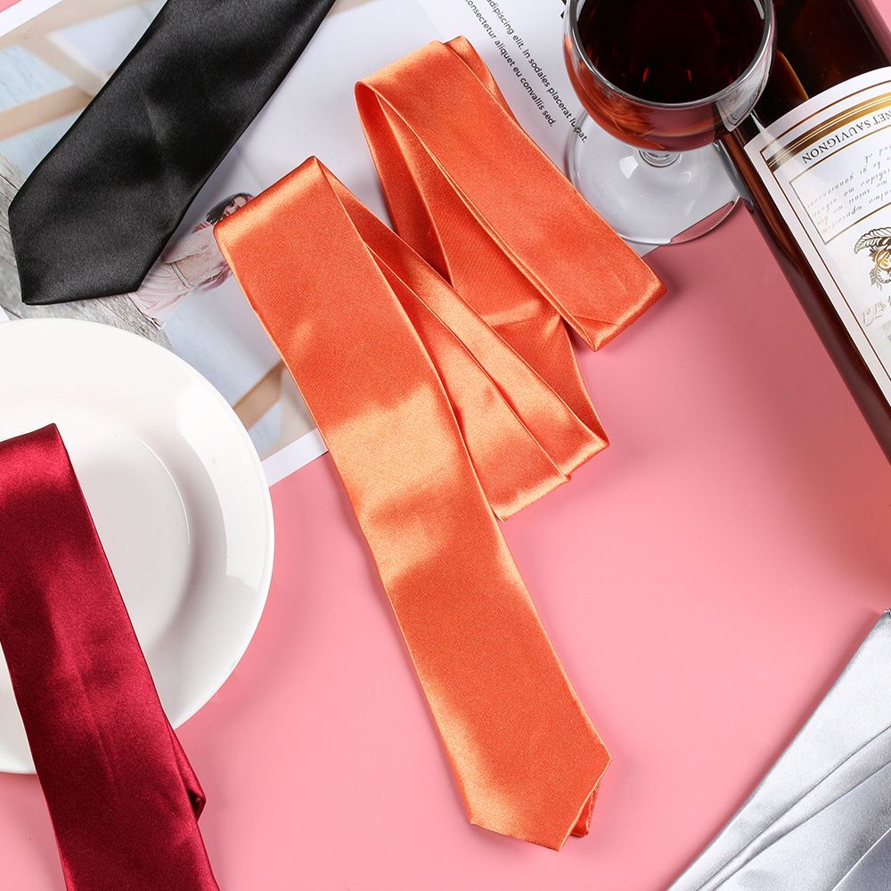 スリムスキニーソリッドネックタイ ウェディングシルクタイ - Skinny Tie Men のレビューと価格