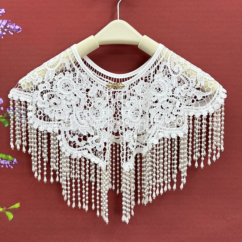 ヴィンテージパールタッセルショール古代風クラウドショルダー漢 - Stole Wedding Shawl のレビューと価格