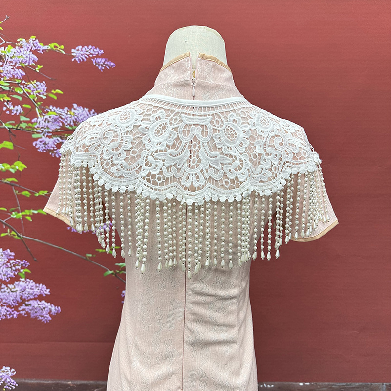 ヴィンテージパールタッセルショール古代風クラウドショルダー漢 - Stole Wedding Shawl のレビューと価格