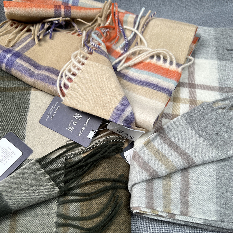 高品質100%ウールスカーフ 秋冬 レディース メンズ 純毛 - Muffler Men Wool のレビューと価格