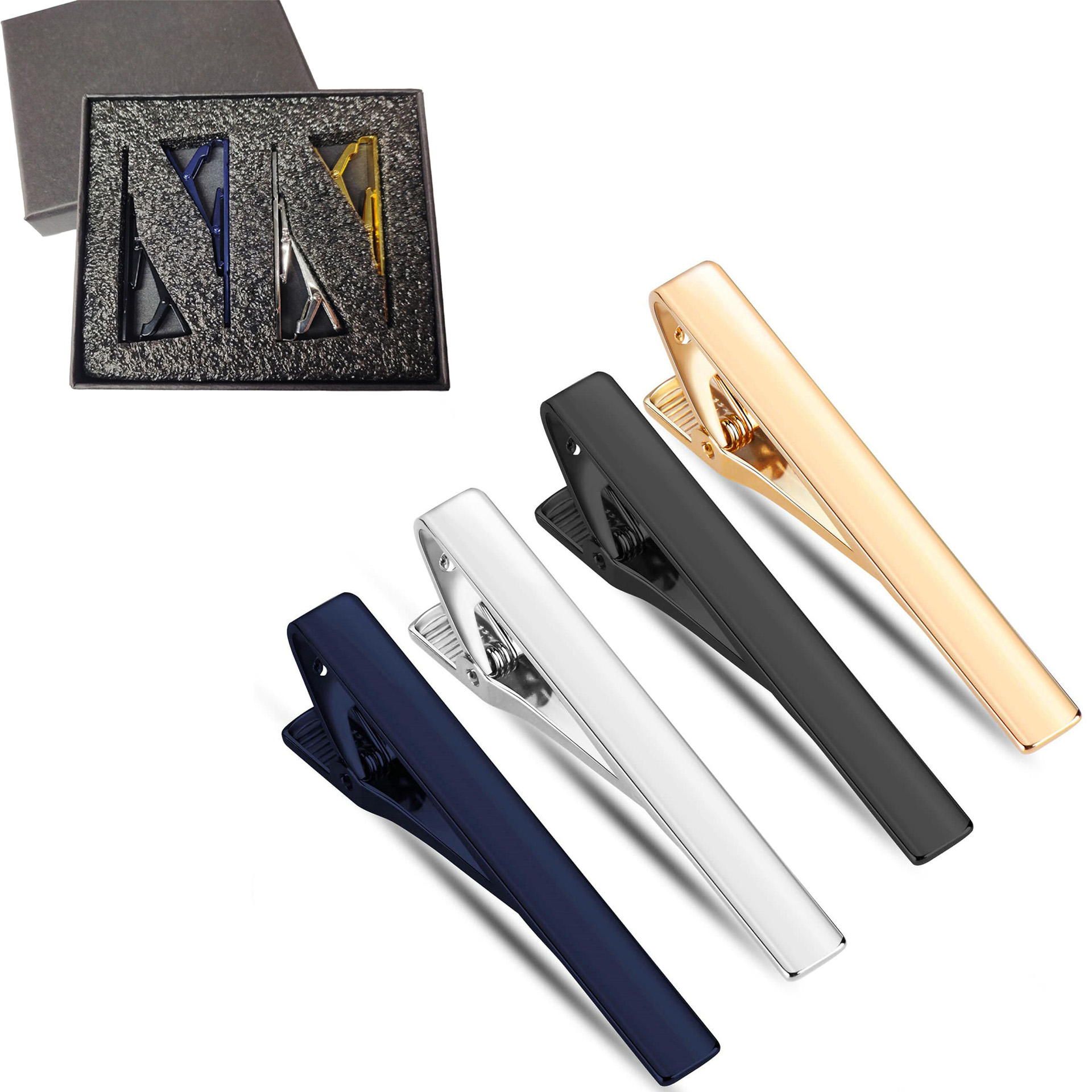 メタルネクタイピンセット 1/4/6個入り メンズ ビジネス - Tie Bar Set Gift のレビューと価格