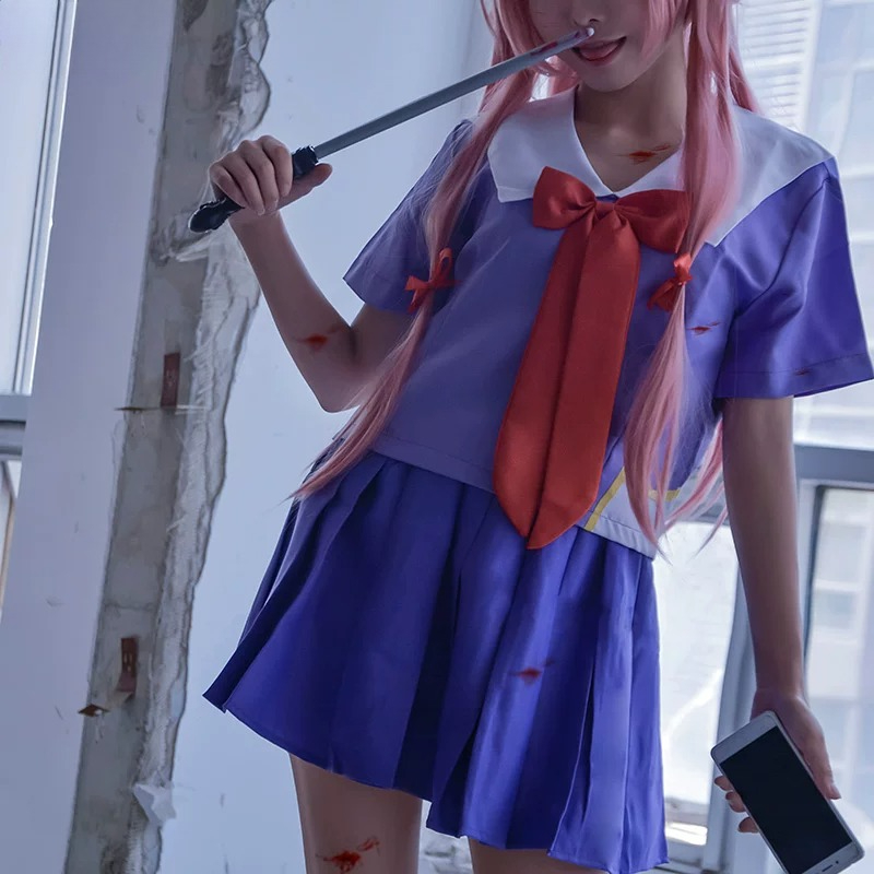 ユノガサイ未来日記コスプレ衣装 JK 学生服予約注文白シャツ - Bow Tie Pre Tied のレビューと価格