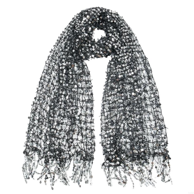 Y3NE 装飾スパンコール結婚式ショールレーストリムストール - Stole Wedding Shawl のレビューと価格