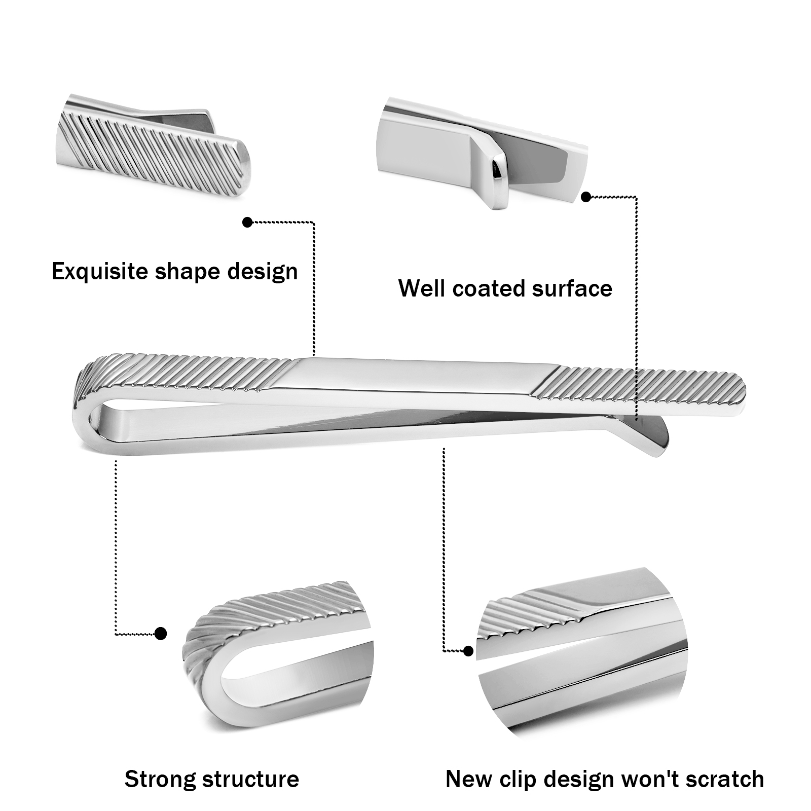 男性用タイクリップセット,クラシックなメタルトーン,シンプル - Tie Bar Set Gift のレビューと価格