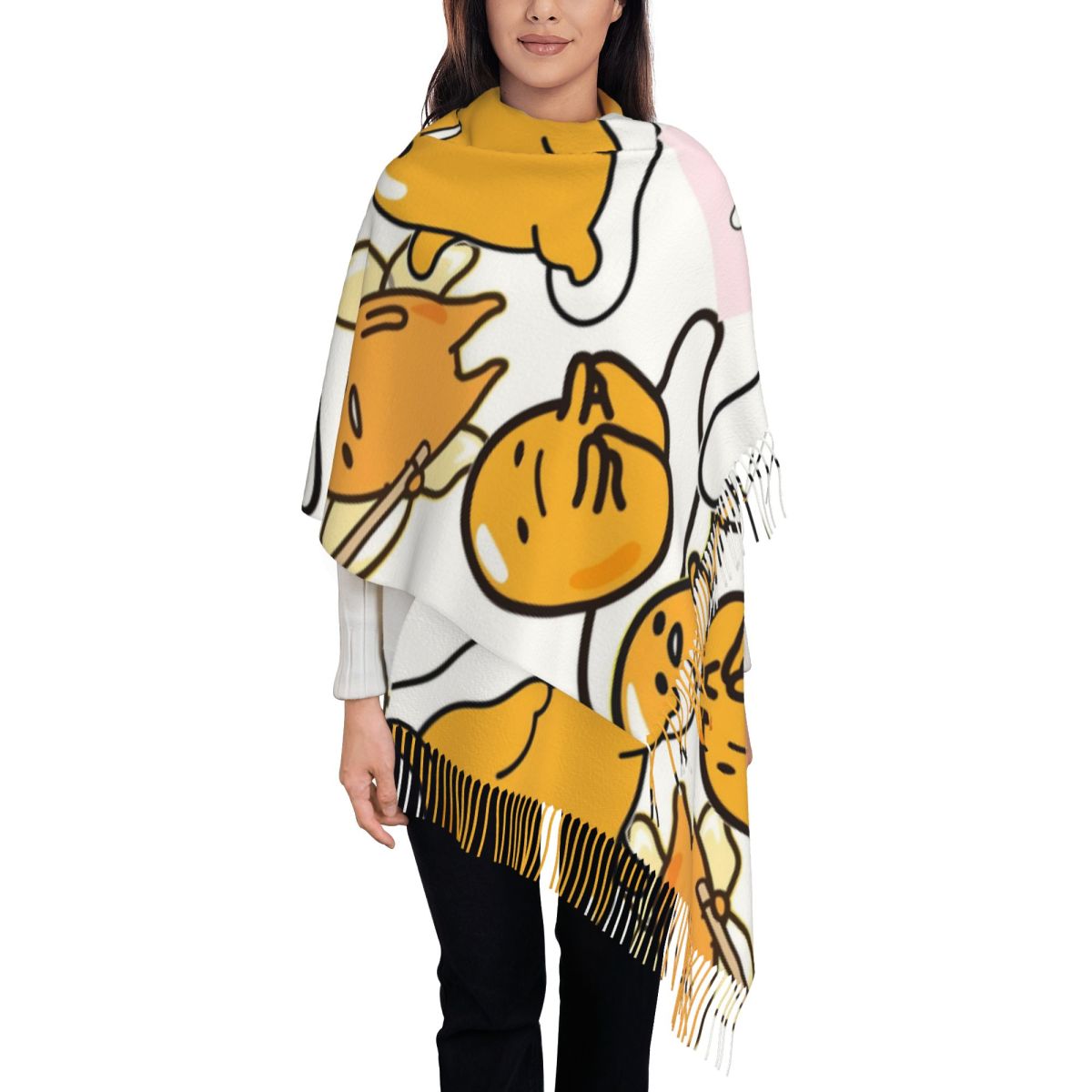 ぐでたま かわいい卵漫画柄スカーフ 女性用 暖かい冬用パシュ - Pashmina Wrap Large のレビューと価格