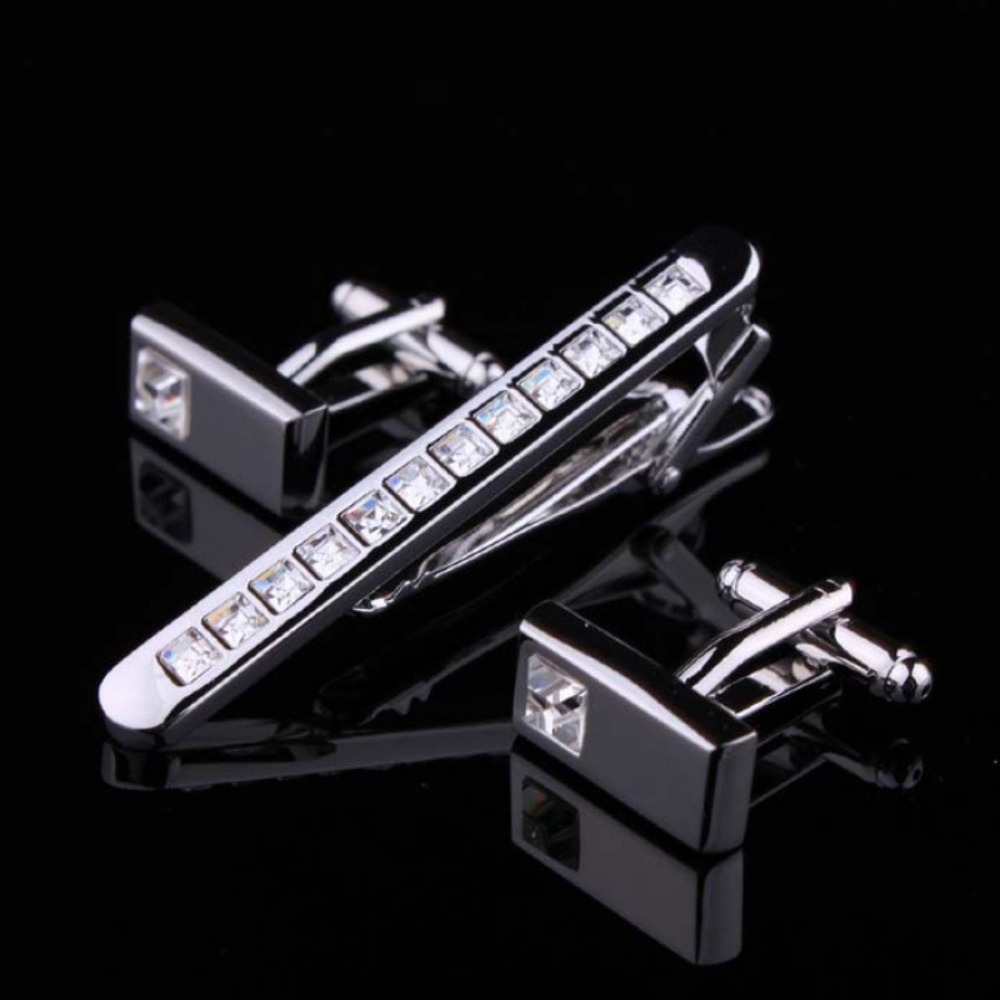 セットメンズタイクリップ新郎タキシードカフスボタンセット光沢 - Tie Bar Set Gift のレビューと価格