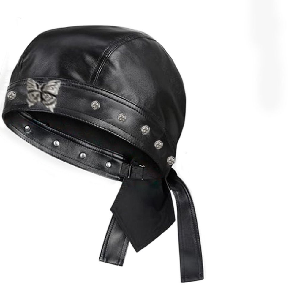 新しいPUレザー製ブラックバイカーキャップ、調節可能な防水バ - Bandana Doo Rag のレビューと価格